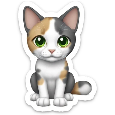 Dilute calico sitting green eyes sticker