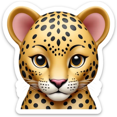cinematic-noble-baby jaguar-portrait-emoji,-poised-and-elegant,-with-a-sleek,-muscular-build-adorned-with-striking-rosette-patterns-and-intense,-focused-eyes,-simplified-yet-sharp-and-sophisticated-features,-highly-detailed,-glowing-with-a-soft, sticker
