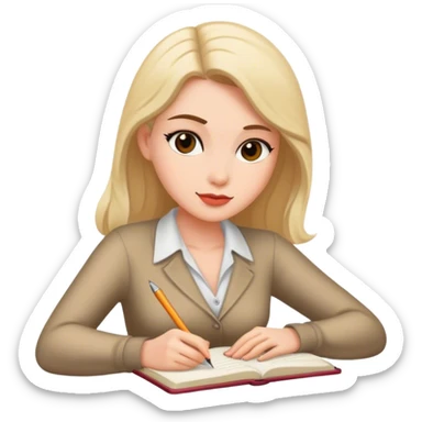 female writer writing a romance novel sticker