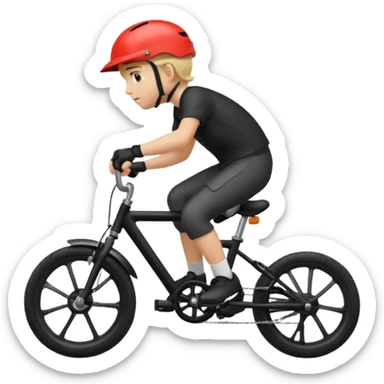 bike riding black bike blonde hair boy helmet sticker