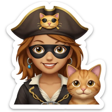 pirate girl with cat face sticker