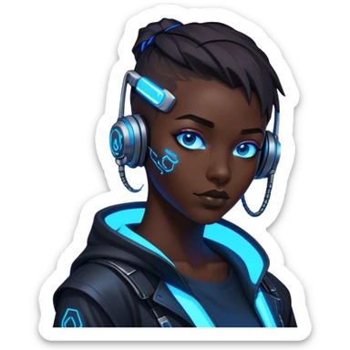 cyberpunk style blue neon hacker sticker