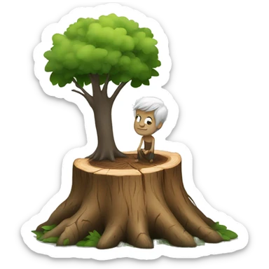 skinny white man in love with tree stump sticker