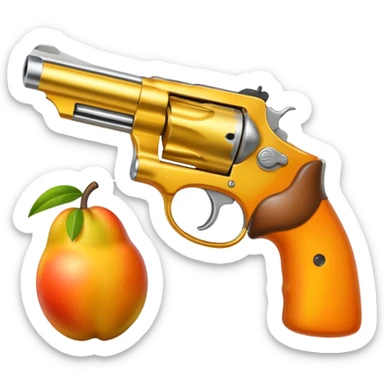 Mango with a revolver sticker
