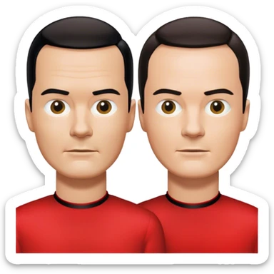 Kraftwerk in red shirts simial to the cover of The Model sticker