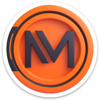 3D circular pattern, orange-black stylized M letter, McLaren style, no brand name sticker