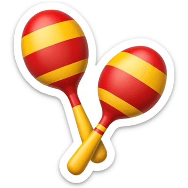 A pair of wooden maracas painted with bright red and yellow stripes.

 sticker