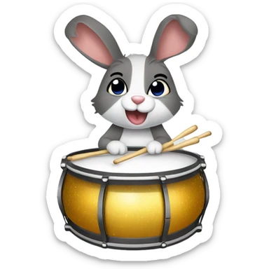 Ein Kaninchen das die Zunge rausstreckt im Cartoon Stil mit Glitzer drumrum sticker