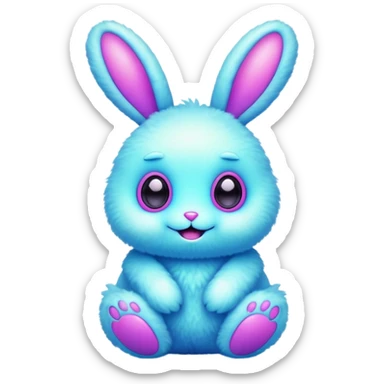 alien kawaii neon puffy  fluffy easter bunny  sticker