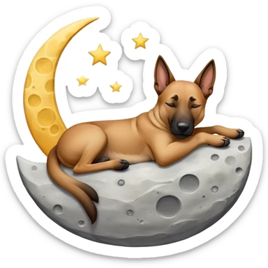 Malinois dog sleeping on the moon sticker