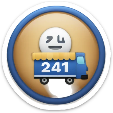 A circular logo emoji with a blue verification checkmark in the center and the text "24h-shipping" around the edge. Simple and modern style. sticker