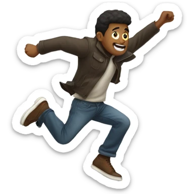 man jumping up with a dash of wind belw him sticker