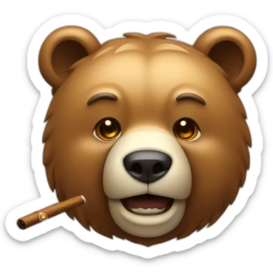 Bear head with a lighted cigar sticker