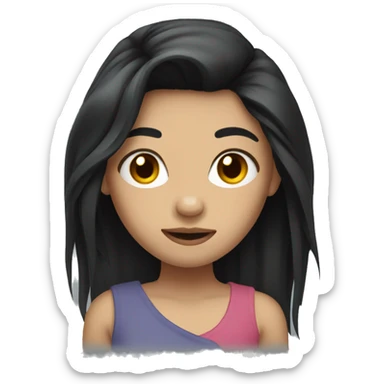 Girl with long black hair and broken foot sticker