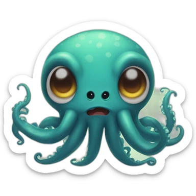  a cute kraken with a cute angry face sticker