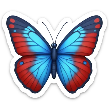 Blue and red butterfly sticker