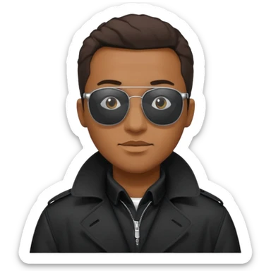 black man in black trenchcoat and sunglasses sticker