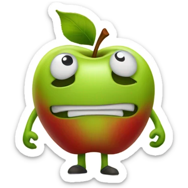 Personified Apple with arms and legs sticker