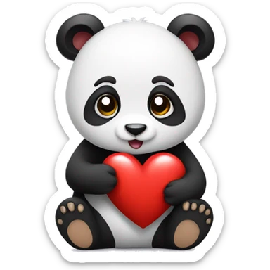 Panda holding a heart sticker