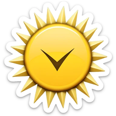 Has un círculo  amarillo con puas amarillas y una pleca dentro un check sticker