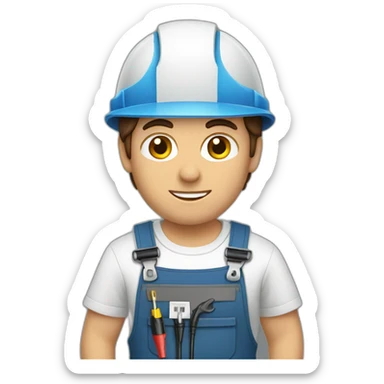 brown haired electrician working with wires sticker
