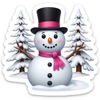 Red snowman with pink bow sticker