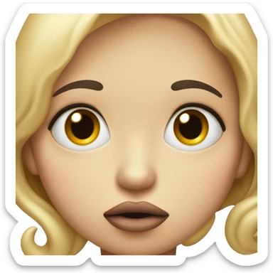 face with big eyes and lips pushed out making duck lips but very flat sticker