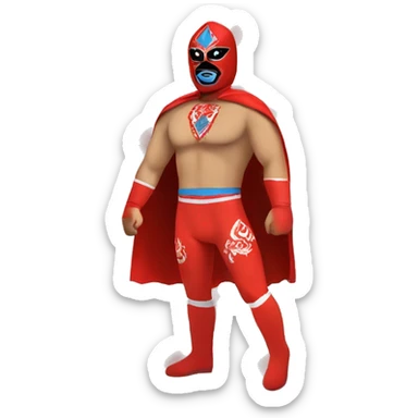 Red and powder blue lucha libre wrestler with red cape and pants blue sticker