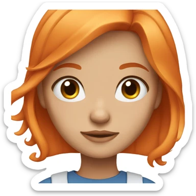 Girl with shoulder length orange hair and blue eyes sticker