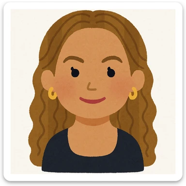 Beyonce's head in Irasutoya style, friendly look, round cheeks, minimalistic, soft lines sticker