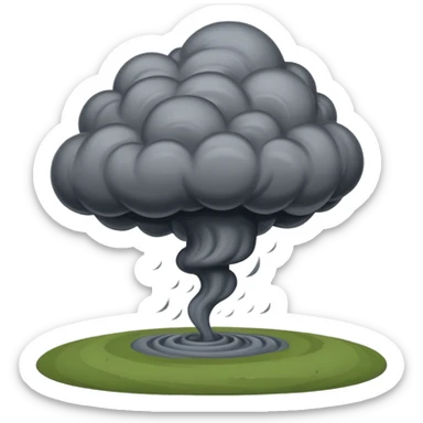 A thick dark funnel cloud sweeping across open plains. sticker