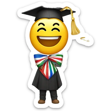 Emoji de una mascota de la universidad celebrando con banderas y confeti sticker