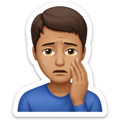 White tan, brunette,man crying profusely sticker