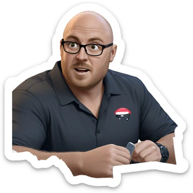 bald man in black shirt sticker