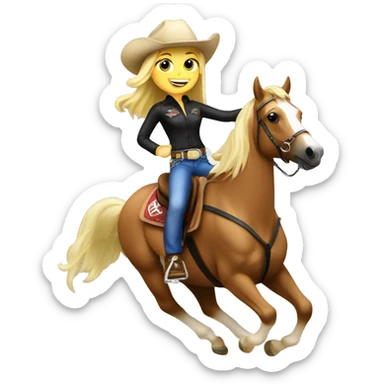 Blonde girl barrel racing sticker