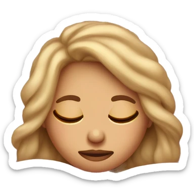 girl with dirty blonde hair sleeping with pink blankets  sticker