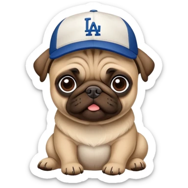 Pug with dodgers hat sticker