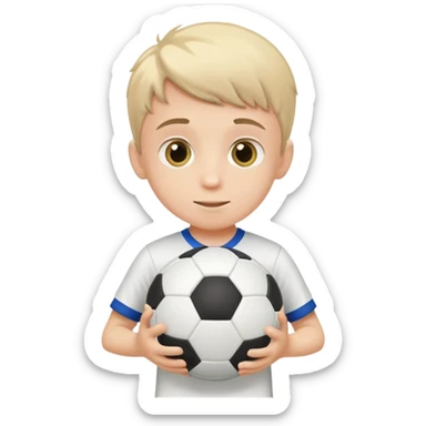 Boy with a soccer ball, holding it or playing with it sticker