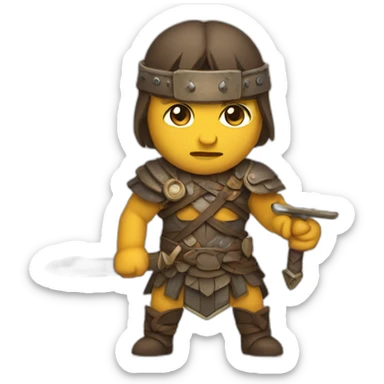 warrior wielding two weapons sticker