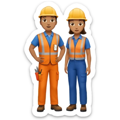 Landscaping company worker talking to another person, full body sticker