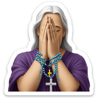 PRAYING HANDS WITH BEADED HOLY cross ROSARY WRAPPED AROUND HANDS  sticker