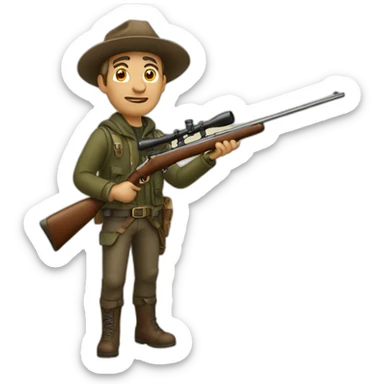 Man with hunting rifle sticker