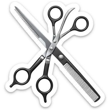 Make into an emoji with hair shears and a comb sticker