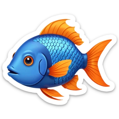 blue happy fish from the side looking right sticker