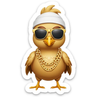 chicken gangster with sunglasses and gold chains sticker