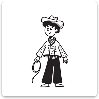 cowboy with hand drawn doodle style sticker