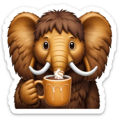 A mammoth who drinks a hot chocolate sticker