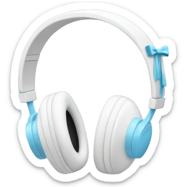 White headphones with light blue bows sticker