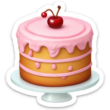 Light pink vintage cake with cherries sticker