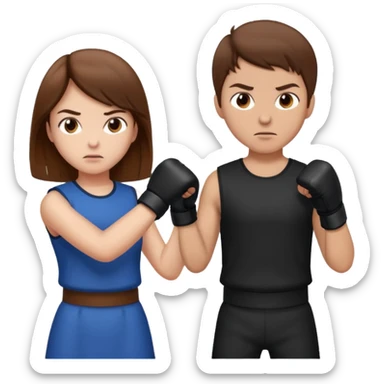 Fight girl and boy Brown hair  sticker